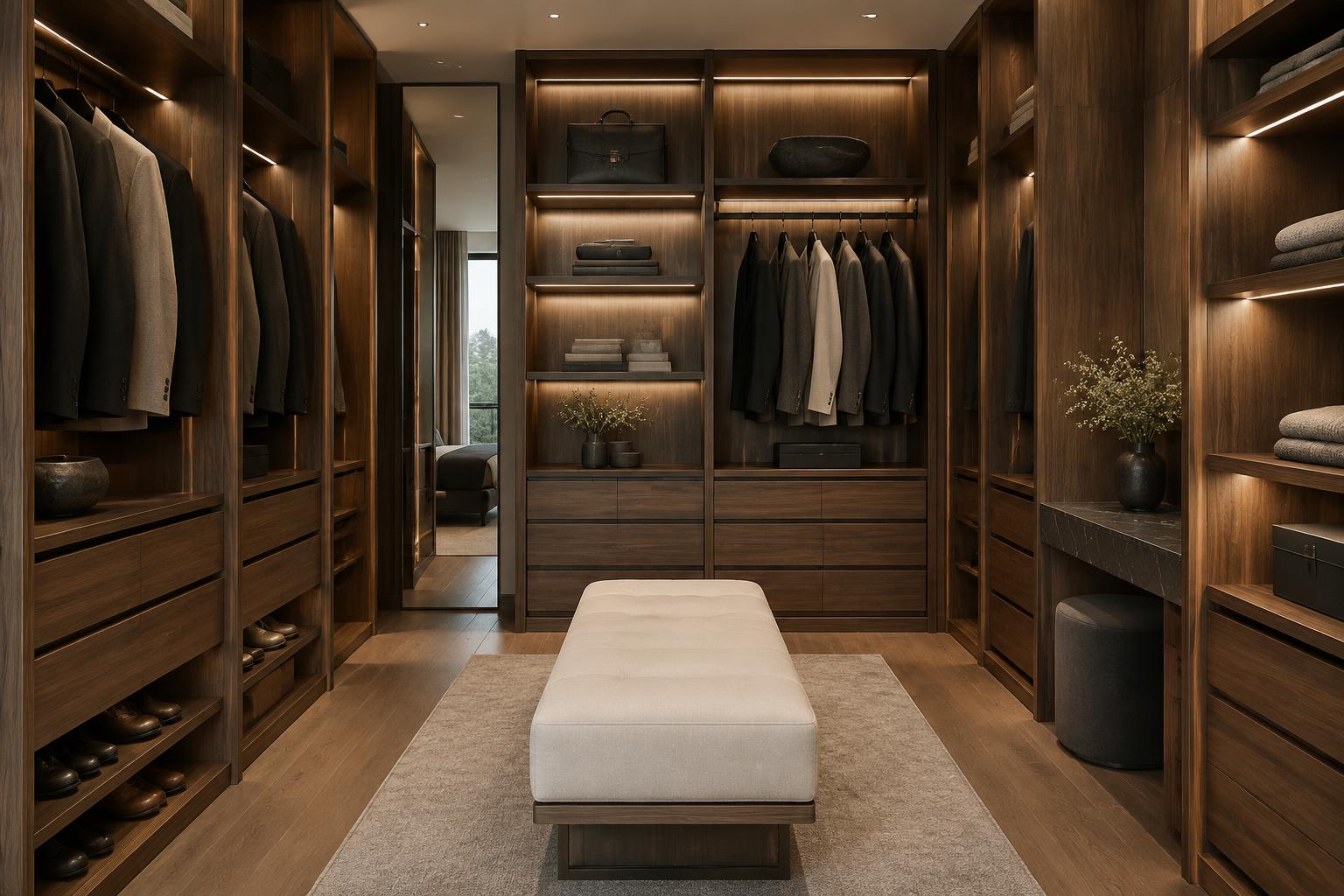 Imagen de referencia de vestidor con iluminación integrada